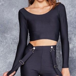 Blackmilk Matte Black Long Sleeve Crop Top